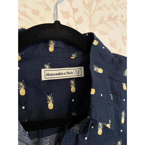 Abercrombie & Fitch Navy Blue Pineapple Print Shirt Dres - Picture 4 of 7